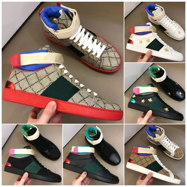 

2022 designer men women white shoes bee snake tiger high gang casual shoe chaussures genuine leather sneakers embroidery classic trainers py, Black