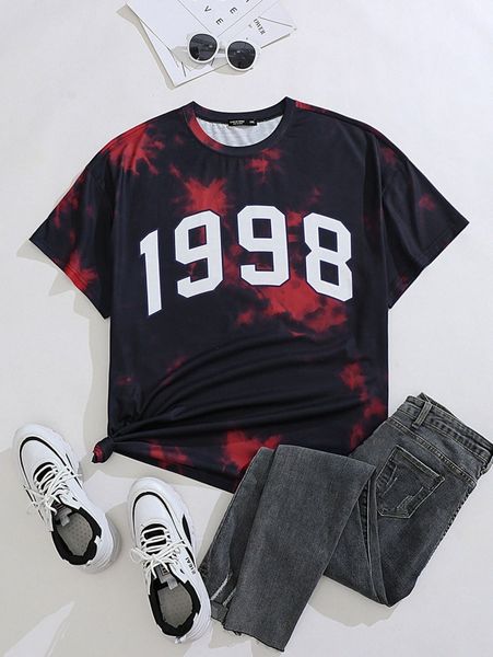 

plus letter graphic tie dye tee 21af#, Black