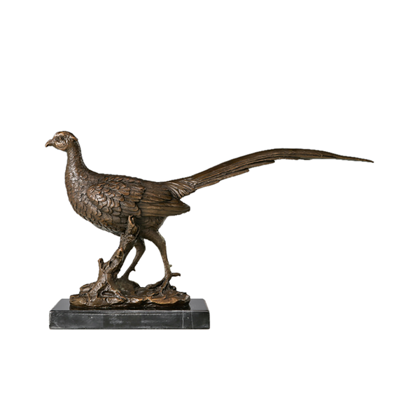 

bronze golden pheasant statue longtail chicken marble base home study room modern simplicity decoration birthday gifts, Silver