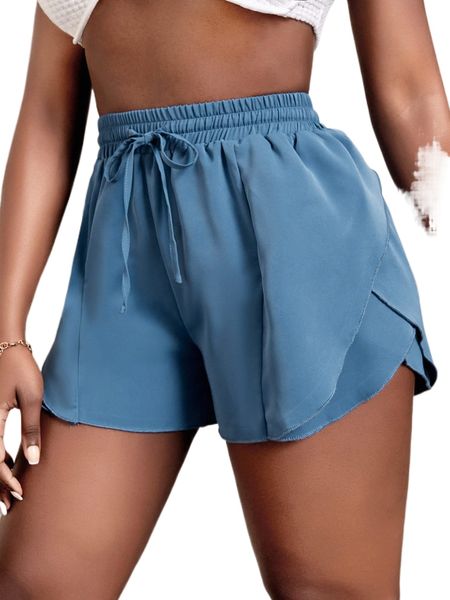 

sxy drawstring waist asymmetrical hem shorts i0cq#, White;black