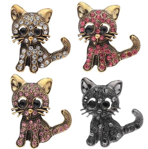 Cristal Cat Brooch Pins Premium Jóias Rinhão Dos Desenhos Animados Gatinho Esmalte Corsage Presente De Casamento De Natal Para As Mulheres Meninas