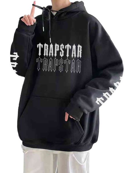 Trapstar Felpe con cappuccio da uomo Art Letter Felpa con stampa su due lati Autunno Unisex Classic Brand manica lunga Streetwear Pullover da donna