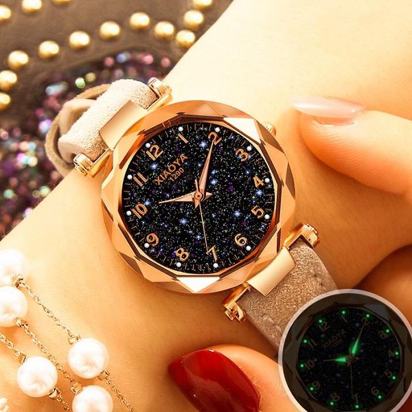 Wristwatches Design de moda Starry Sky Watch Women Women Watches Xiaoya Leather Band Quartz Ladies Horloges Vrouwenwristwatches