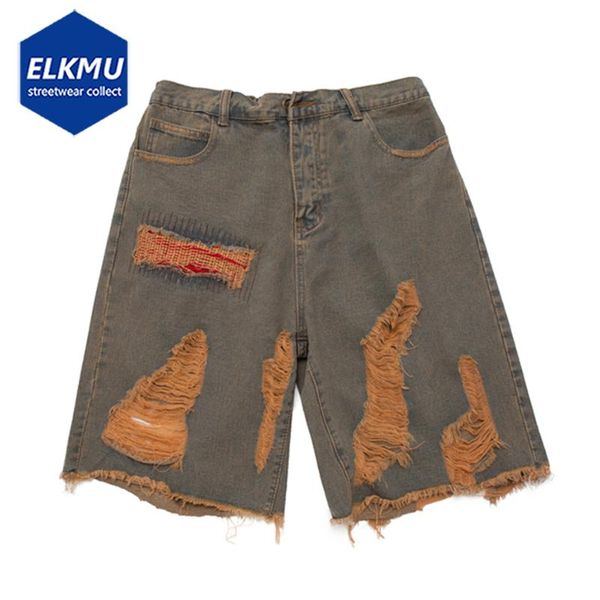 

men's shorts vintage ripped jeans 2022 mens streetwear hip hop broken hole denim summer short pants trousers harajuku, White;black