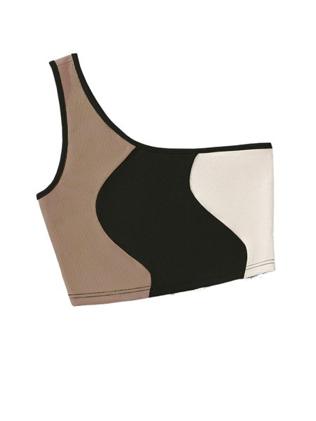 

cut and sew one shoulder r59c#, White