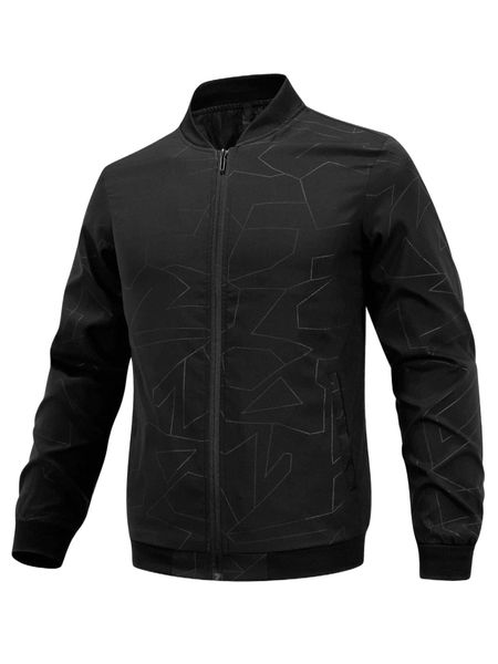 

men geo print bomber jacket z0wg#, Black;brown