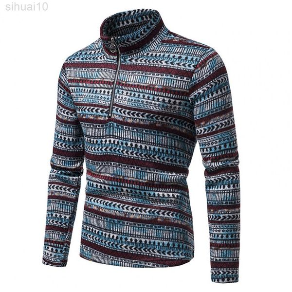 

men's sweater excellent ethnic print knitted sweater washable casual sweater l220801, White;black