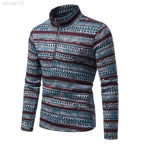 Sweater masculino Excelente suéter de malha étnica de malha de suéter lavável suéter Casual L220801