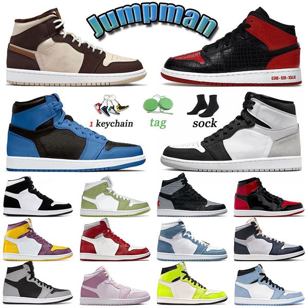 

jumpman 1 basketball shoes outdoor mens trainers visionaire stage haze green python 2022 patent bred text chenille 1s mid women sneakers spo