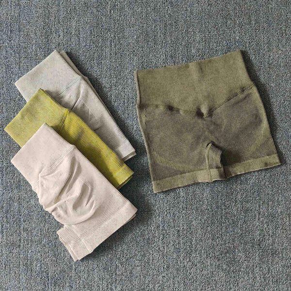 

yoga outfits wareball women ribbed washed seamless shorts high waist booty workout fitness running athletic clothes 220429, White;red