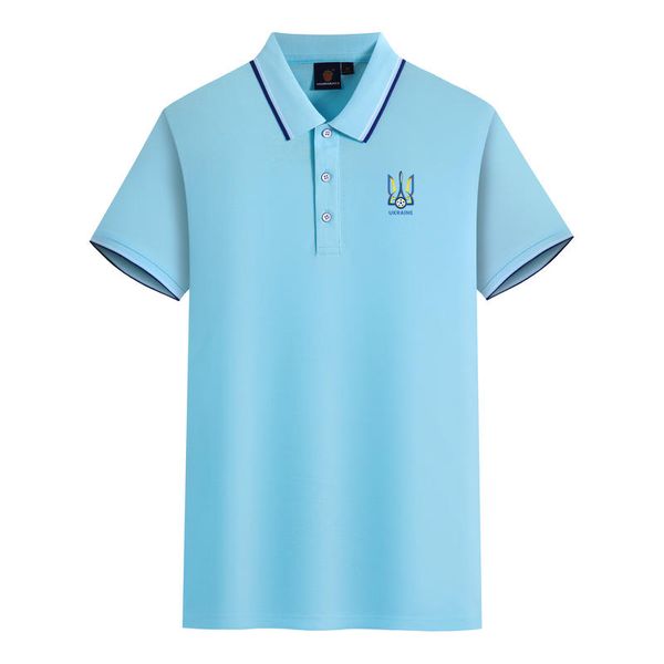 Ukrainische Vereinigung Herren- und Damen-Poloshirts aus mercerisierter Baumwolle, kurzärmeliges Revers, atmungsaktives Sport-T-Shirt. Das Logo kann individuell angepasst werden