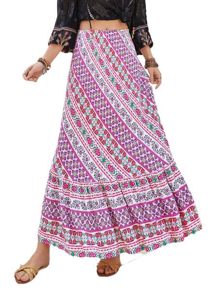 

rusttydustty high waist allover floral print ruffle hem skirt 2012#, Black