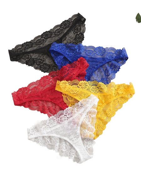 

5pack plus floral lace panty 51ja#, Black;white