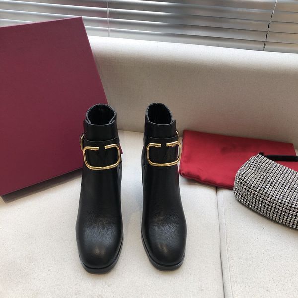

fashion mid calf martin boots pointed toe antiskid slugged bottom shoes women chunky pu heels black colors solid short booties