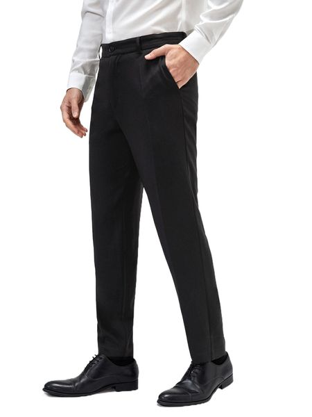 

men slant pockets tailored pants p3rk#, Black