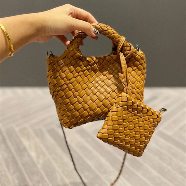 Bolsas de bolsas Ladies Luxury Woven Bags Designer Cesta de legumes de couro 2 peças Carteiras de marca