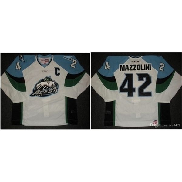 C26 Nik1 Custom Men Youth women Nik1 tage ECHL 2013 14 Alaska Aces 42 Nick Mazzolini CCM Hockey Jersey Taglia S-5XL o personalizzato qualsiasi nome o numero