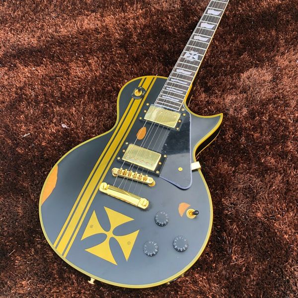 

diy 6-string black retro electric guitar