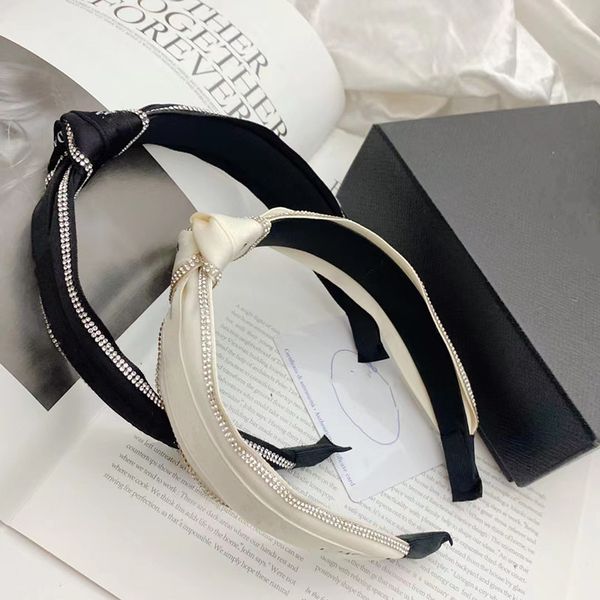 

2022 silk daily women headband fashion street hair accessories with pearl black white for girl's headband no box p075, Silver