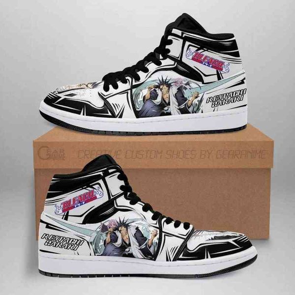

kenpachi and yachiru sneakers bleach anime shoes fan gift idea, Black