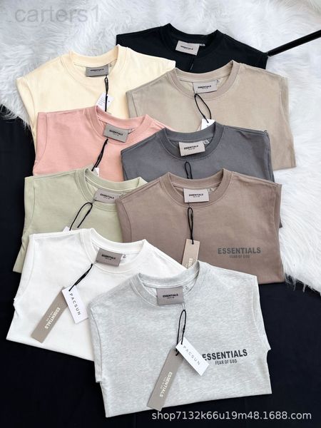 

men's t-shirts designer fog double thread essentials high street fashion brand pure cotton men's and women's chest small lett, White;black