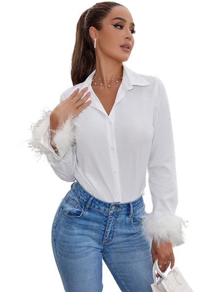 

fuzzy button front shirt 31od#, White