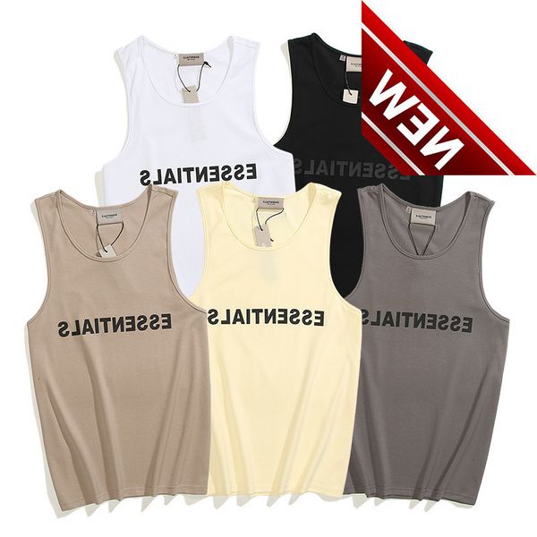 

bear of god fog essentials embossed letter vest t-shirt men's casual sports sleeveless short sleeve, White;black