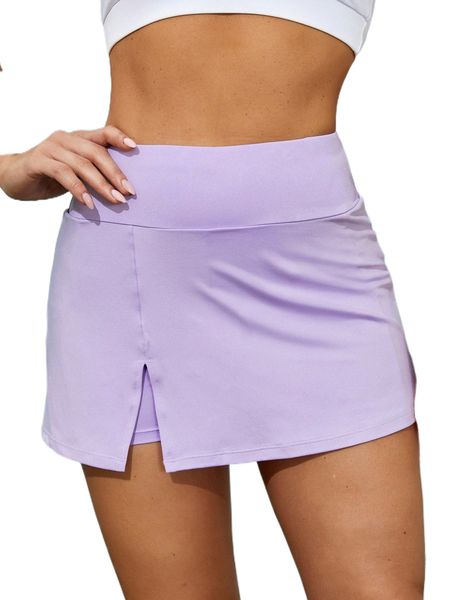 

breathable softness phone pocket slit hem sports skort g8sb#, Gray