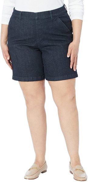 

women's plus size maddie mid rise 8" pull-on short o3oy#, White;black