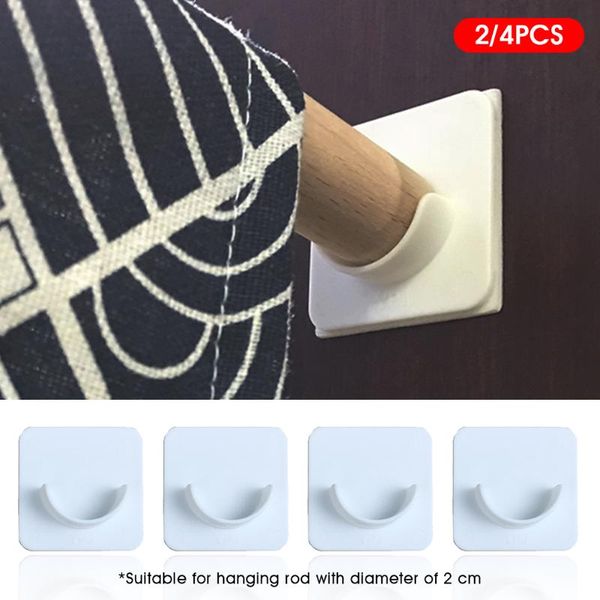 Ganchos trilhos de 2/4pcs haste de cortina de instalação de instalação fácil no banheiro de casa plástico sem perfuração DIY chuveiro de parede de parede acessóriosHooks