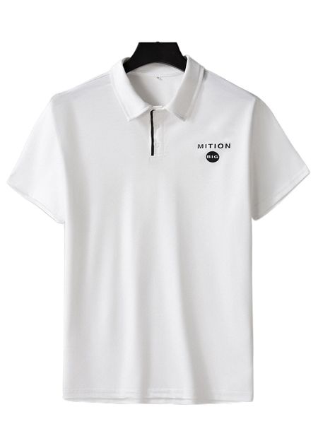 

men letter graphic half button polo shirt i3ky#, White;black