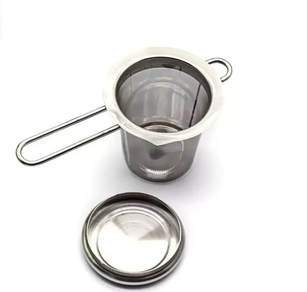 Infusori per tè Teiera colino da tè con tappo filtro a cestello in acciaio inox coperchio grande