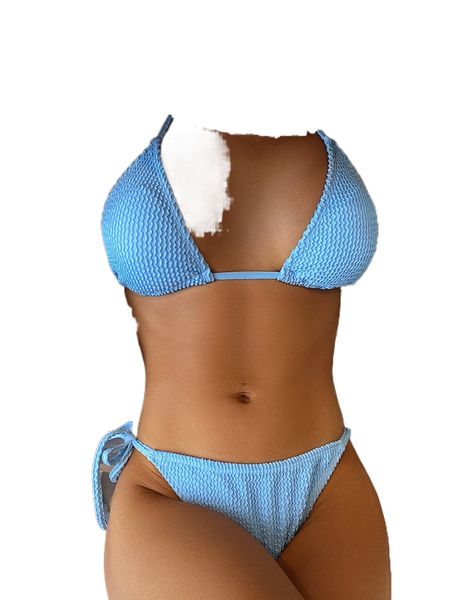 

halter triangle tie side bikini swimsuit 18ih#, White;black