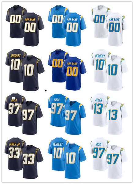 

football jerseys custom los angeles''chargers''youth jersey 11 zion johnson 10 justin herbert 13 keenan allen 33 derwin, Black;red