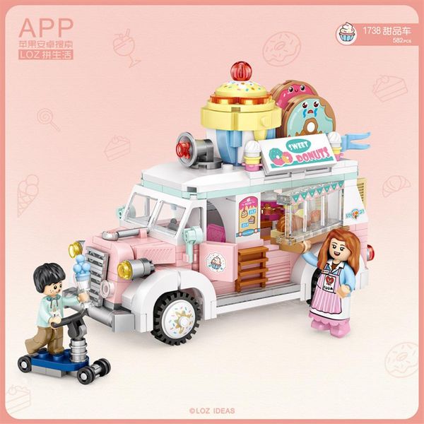 

loz mini dessert car fruit tricycle building blocks model mini diy assem261s