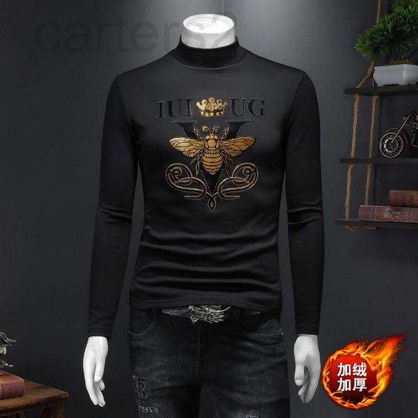 

men's hoodies & sweatshirts designer 2021 autumn winter new korean cashmere half high collar men's long sleeve t-shirt bottomed sh, Black