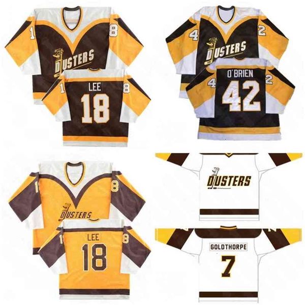 Ceovintage Dusters Jersey de Hóquei 42 Jim O'Brien 7 Goldthorpe 18 Brian Lee Binghamton Broome Bordado de costura Jerseys Nome e número personalizados