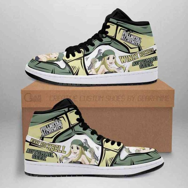 

winry rockbell metal alchemist sneakers anime custom shoes, Black