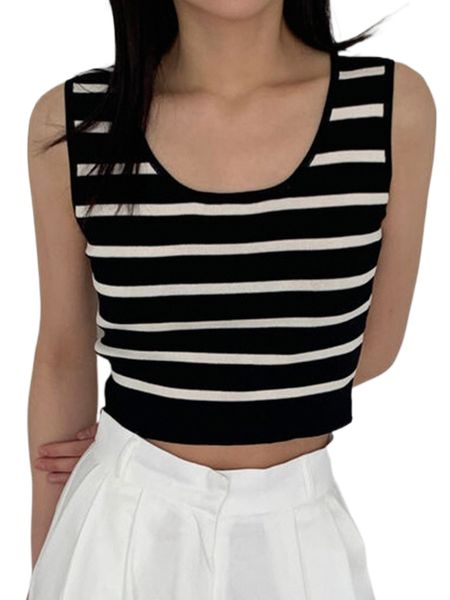 

dazy striped pattern knit h040#, White;black