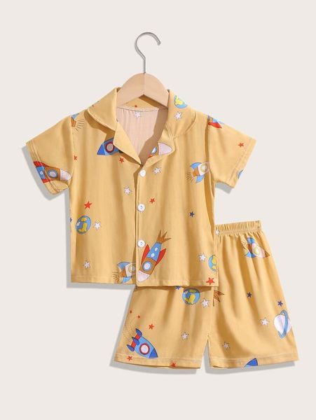 

toddler boys rocket & star print pj set she, Blue;red