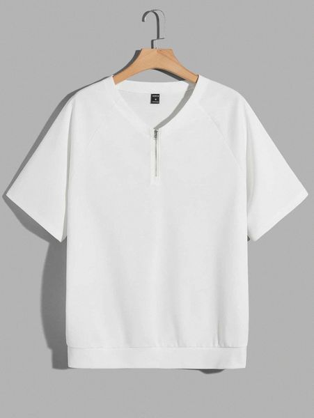 

men zip half placket tee p4le#, White;black