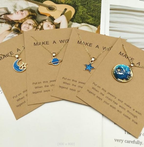 

choker necklace enamel star moon planet pendant necklaces for women gifts collares collier ketting jewelry gc959, Silver
