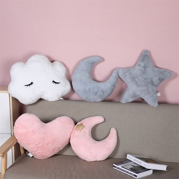 Carino stella luna nube cuscino a forma di cuore cuscino appeso cestino cestino cuscino lombare tampone auto vita peluche sedia da ufficio a casa 220406