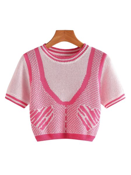 

striped and heart pattern knit q0fr#, White;black
