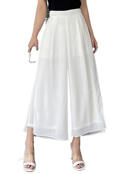 

dazy split thigh wide leg pants y4yp#, Black;white