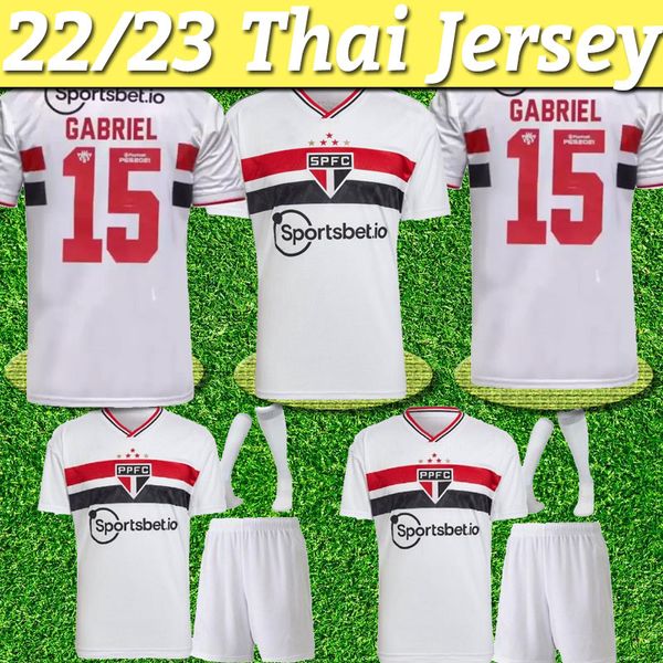 

22 23 sao paulo soccer jersey sao paulo fans version luan calleri nikao men kids kits luciano igor gomes patrick camisa 2022 2023 home white, Black;yellow