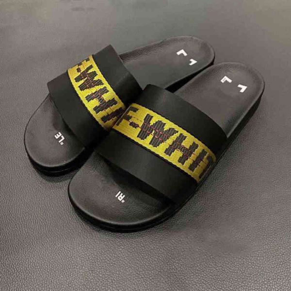 

womens offs mens luxury slippers home office fashion sandals beach slide classic summer slipper casual female shoes print stripes leather so, Black