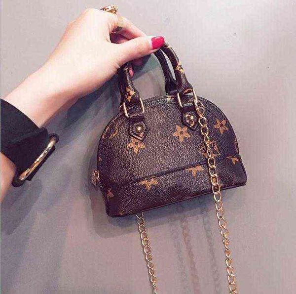 

children designer handbag fashion girl flower printed messenger bag new children metal chain change purse girl one shoulder bags c6690, Black