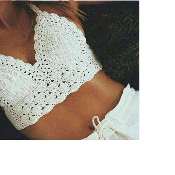 

women's tanks & camis bikini crop women crochet boho beach camisoles bralette halter cami knitted bra backless beachwear tank q2ft#, White
