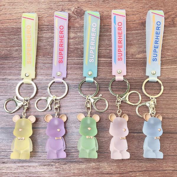 

creative cartoon cute decompression toy crystal glass bear doll keychain fashion charm pendant for women gift bag keyring fine jewelry acces